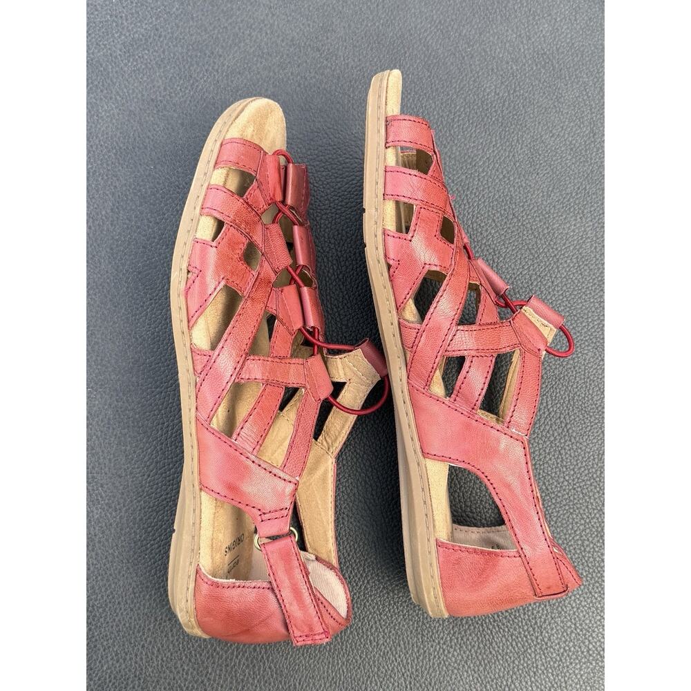 Earth Origins Red Strappy Leather Comfort Sandals Women's 10M - Picture 3 of 6